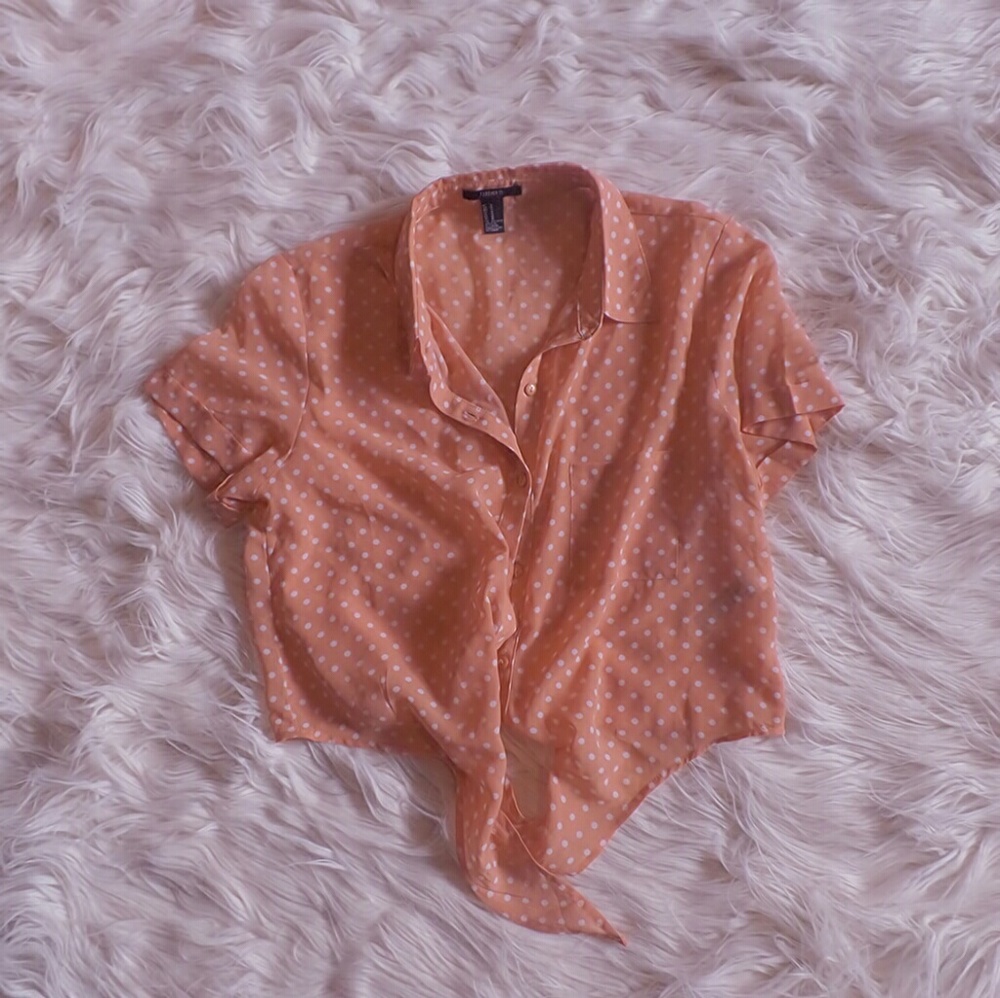 Forever 21 Tied Polka Dotted Crop Top
